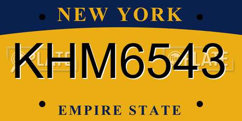 KHM6543 New York License Plate