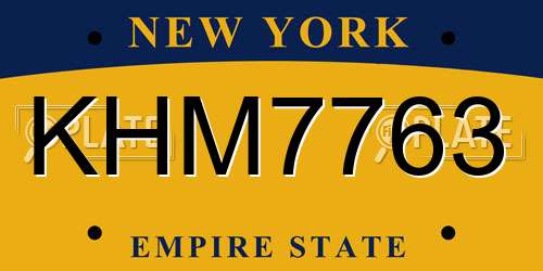 KHM7763 New York License Plate