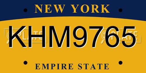 KHM9765 New York License Plate