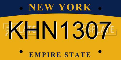 KHN1307 New York License Plate