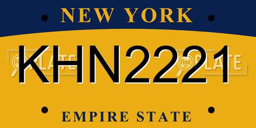KHN2221 New York License Plate