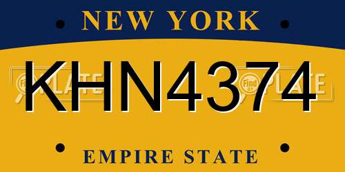KHN4374 New York License Plate
