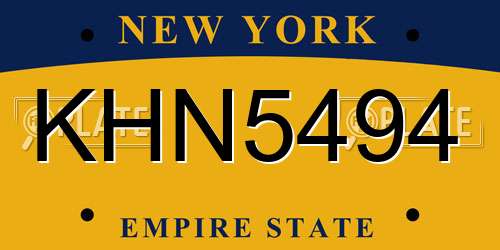 KHN5494 New York License Plate