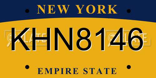 KHN8146 New York License Plate