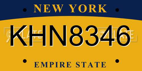 KHN8346 New York License Plate