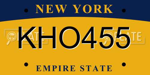 KHO455 New York License Plate