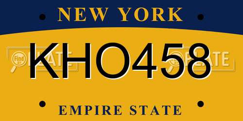 KHO458 New York License Plate