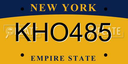 KHO485 New York License Plate