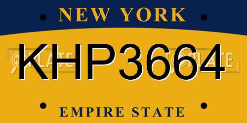 KHP3664 New York License Plate