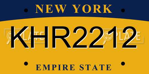 KHR2212 New York License Plate