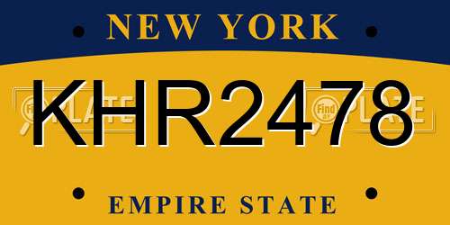 KHR2478 New York License Plate