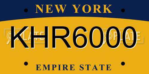 KHR6000 New York License Plate
