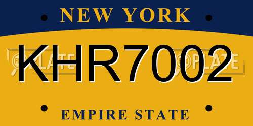 KHR7002 New York License Plate