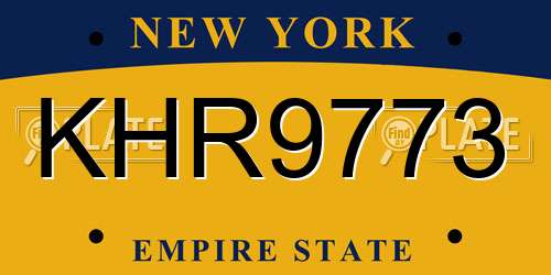 KHR9773 New York License Plate