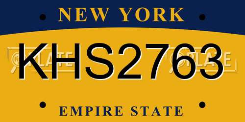 KHS2763 New York License Plate