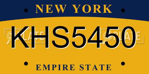 KHS5450 New York License Plate