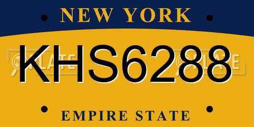 KHS6288 New York License Plate