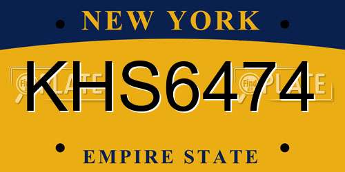 KHS6474 New York License Plate