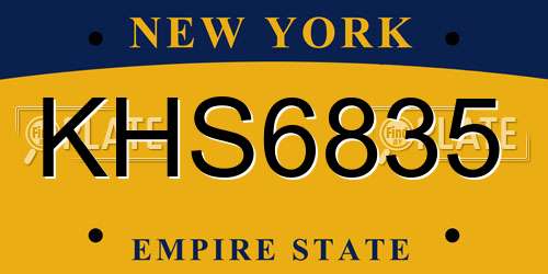 KHS6835 New York License Plate