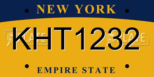KHT1232 New York License Plate