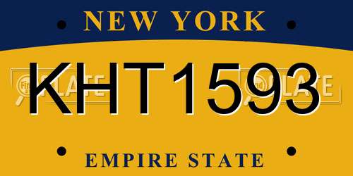KHT1593 New York License Plate