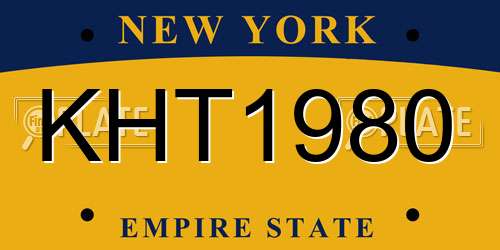 KHT1980 New York License Plate