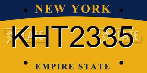 KHT2335 New York License Plate