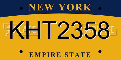 KHT2358 New York License Plate