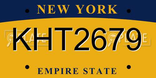 KHT2679 New York License Plate