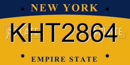 KHT2864 New York License Plate