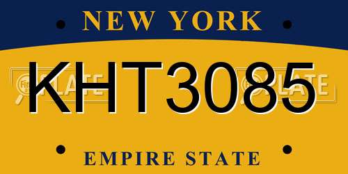 KHT3085 New York License Plate