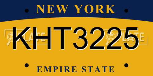 KHT3225 New York License Plate