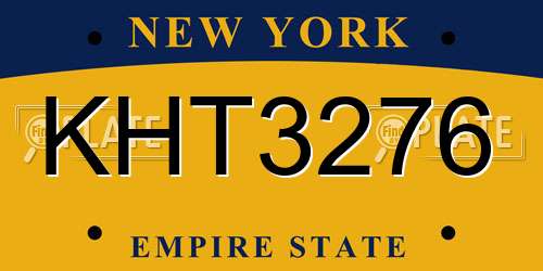 KHT3276 New York License Plate