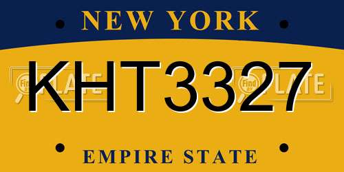 KHT3327 New York License Plate