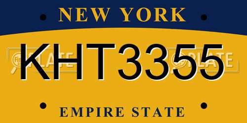 KHT3355 New York License Plate