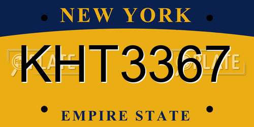 KHT3367 New York License Plate