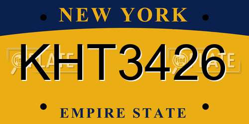 KHT3426 New York License Plate