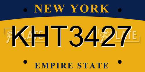 KHT3427 New York License Plate