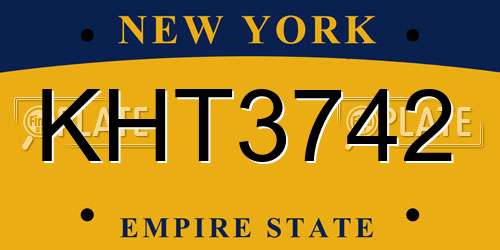 KHT3742 New York License Plate