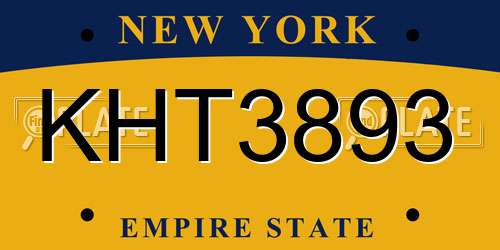 KHT3893 New York License Plate