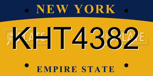KHT4382 New York License Plate