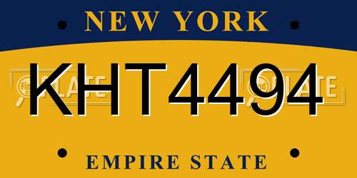 KHT4494 New York License Plate