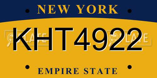 KHT4922 New York License Plate