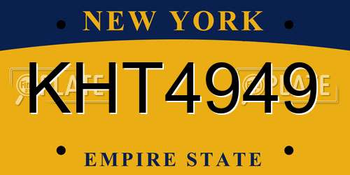 KHT4949 New York License Plate