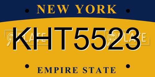 KHT5523 New York License Plate