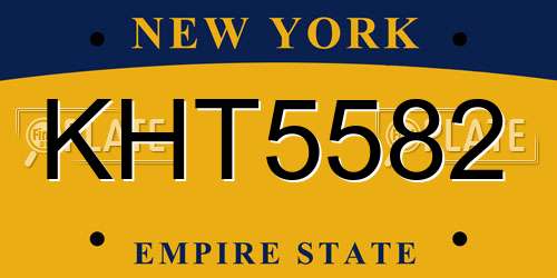 KHT5582 New York License Plate