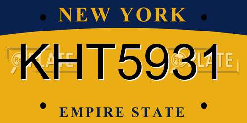 KHT5931 New York License Plate