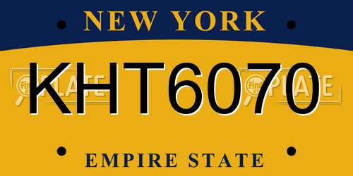 KHT6070 New York License Plate