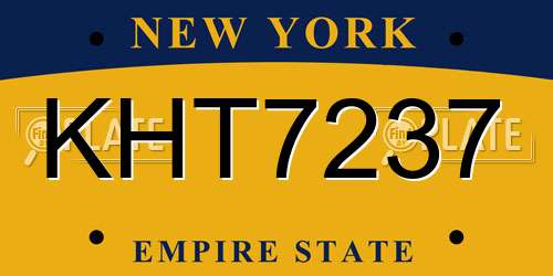KHT7237 New York License Plate