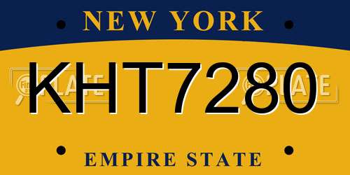 KHT7280 New York License Plate